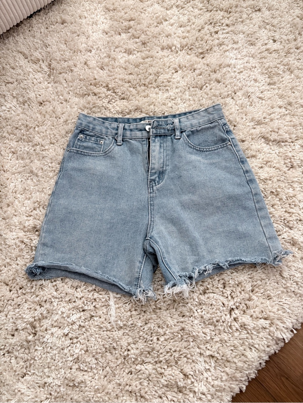 High-Rise Light Blue Denim Cutoff Shorts for Women